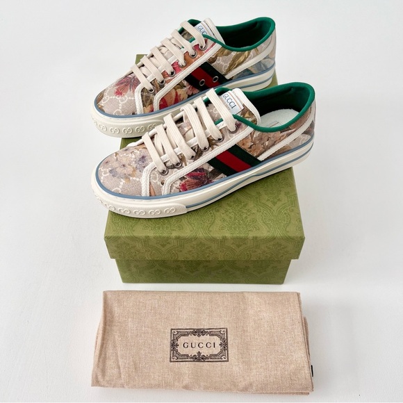 GUCCI | 1977 Tennis Floral Web Stripe GG Monogram Sneakers New US 6.5 EU 36.5 - Picture 2 of 11